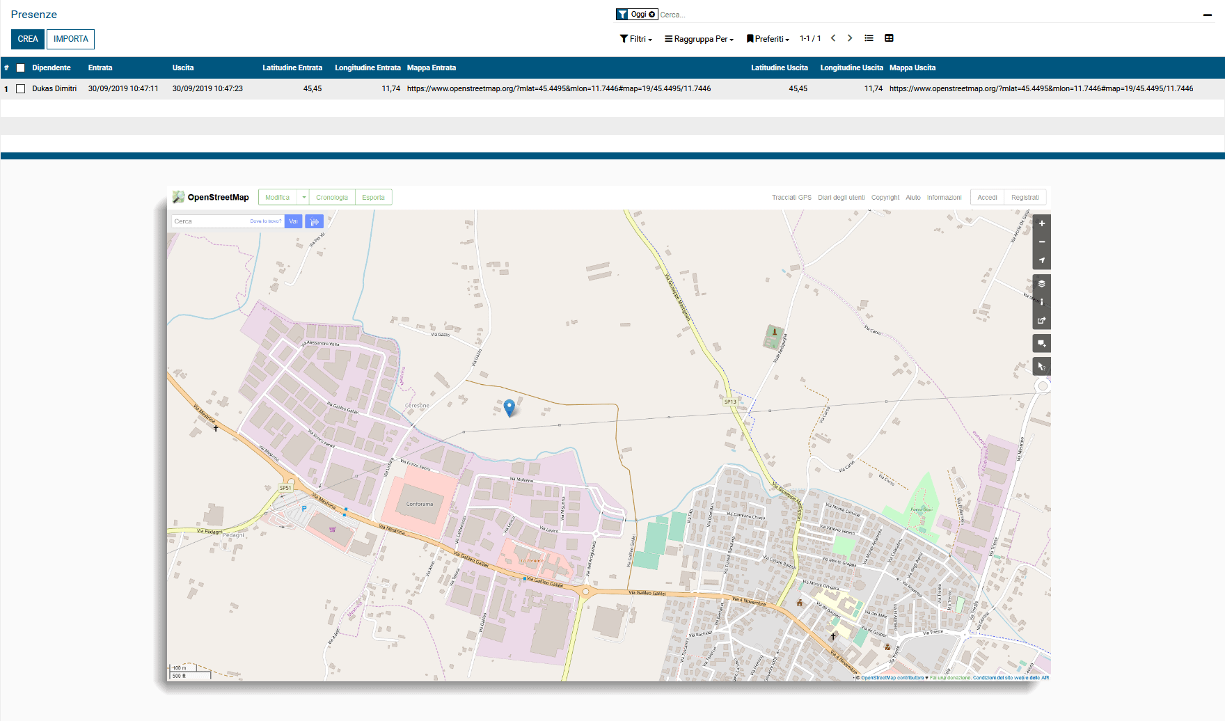 Geolocation of the user