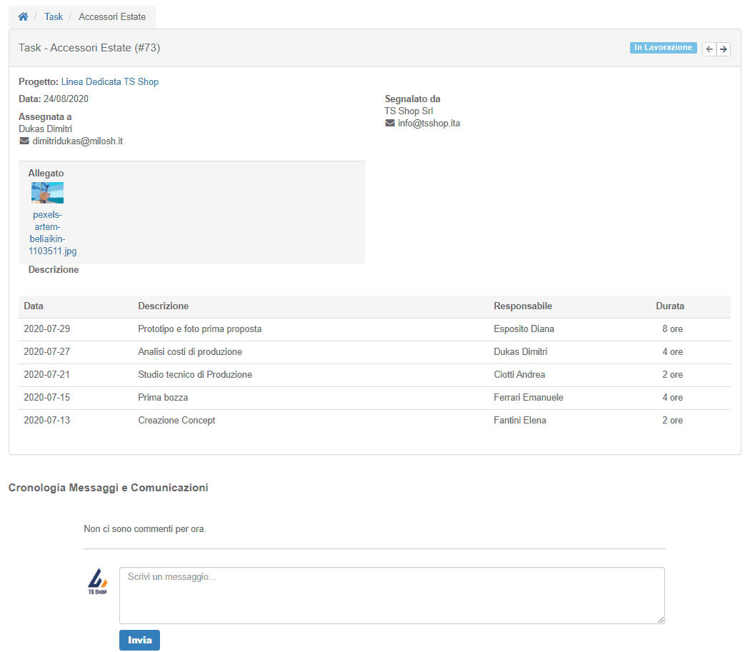 Activity report for the customer